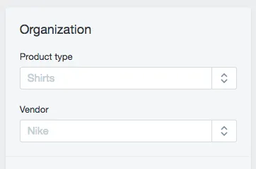 Product Type and Vendor in the Shopify dashboard