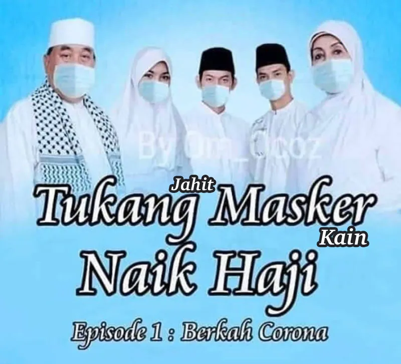 Meme tukang jahit masker kain naik haji