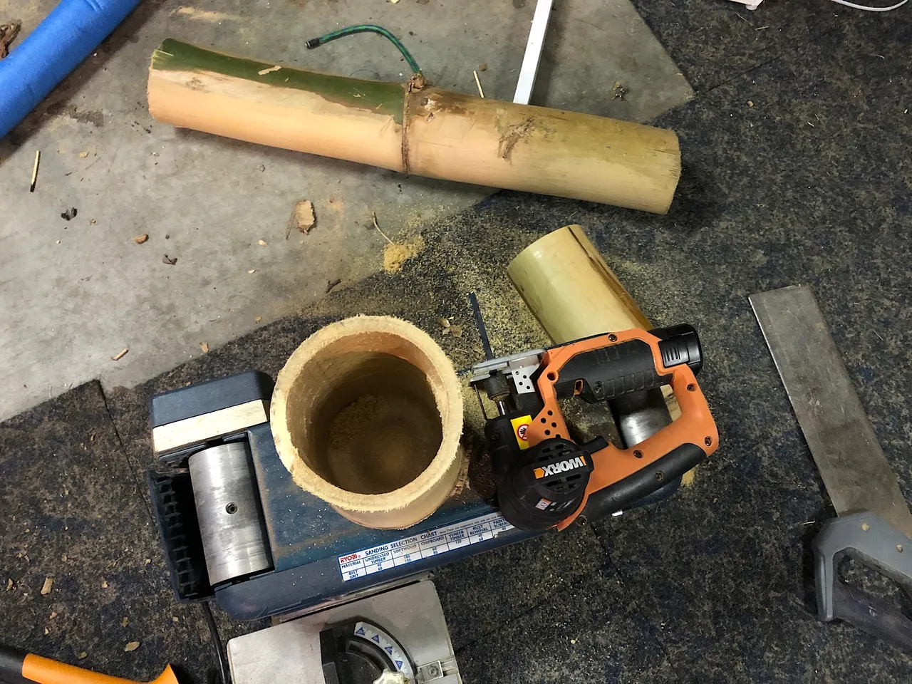 Cutting the bamboo cup