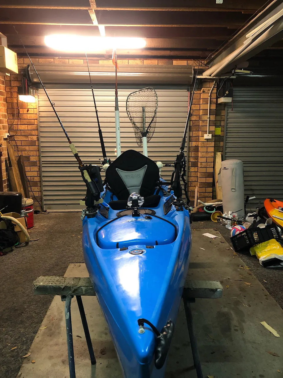 Hobie Revolution 11 rigged up for fishing