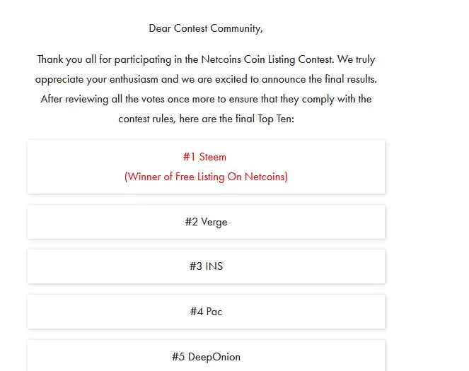 netcoins listing winner