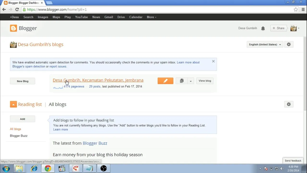 Entering blogger 2