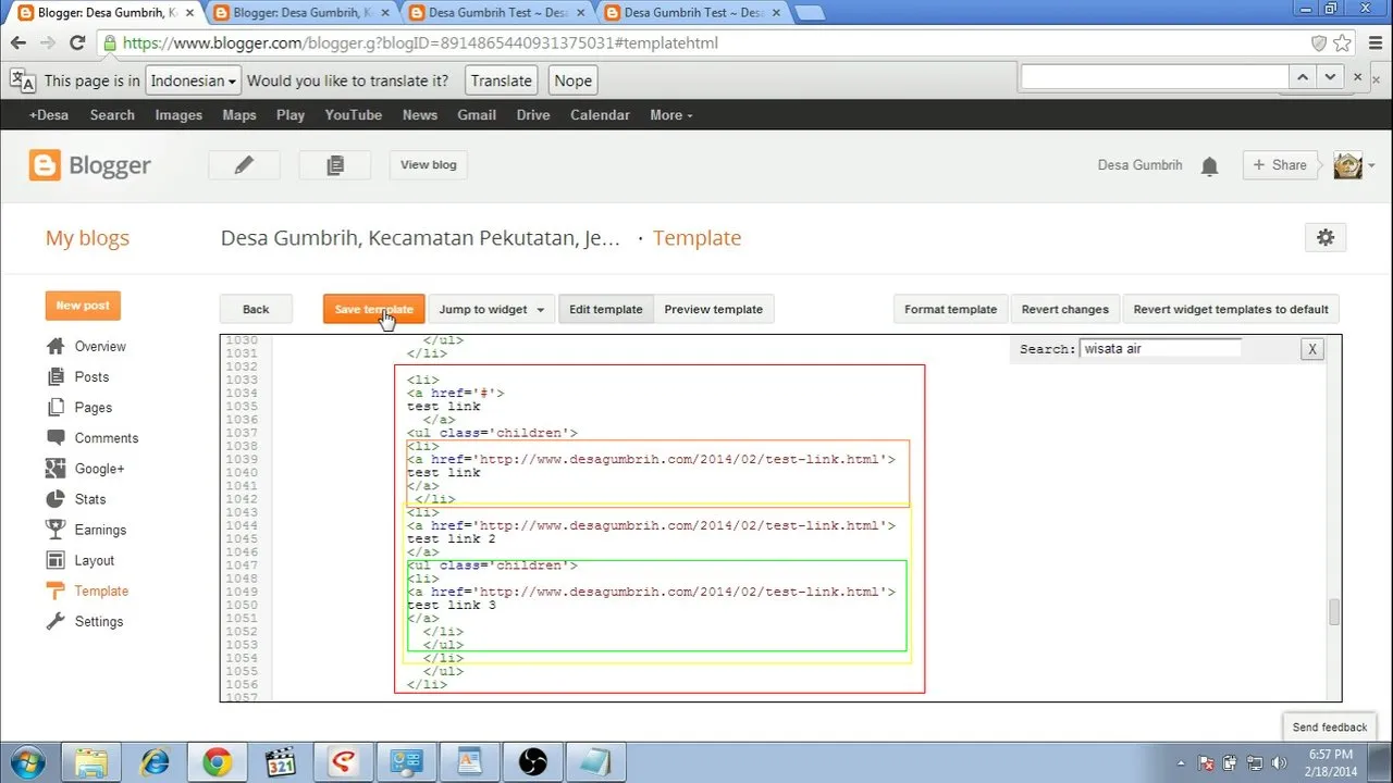 Adding test link 3 menu on test link 2