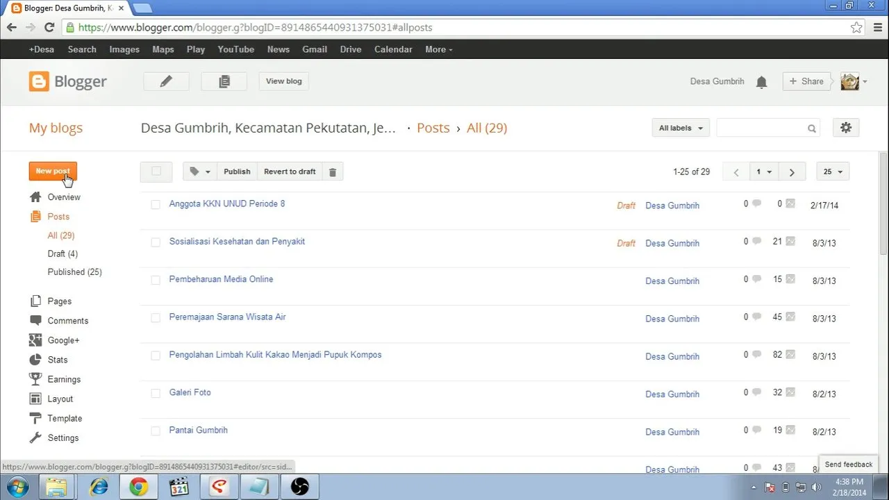 Creating new post
