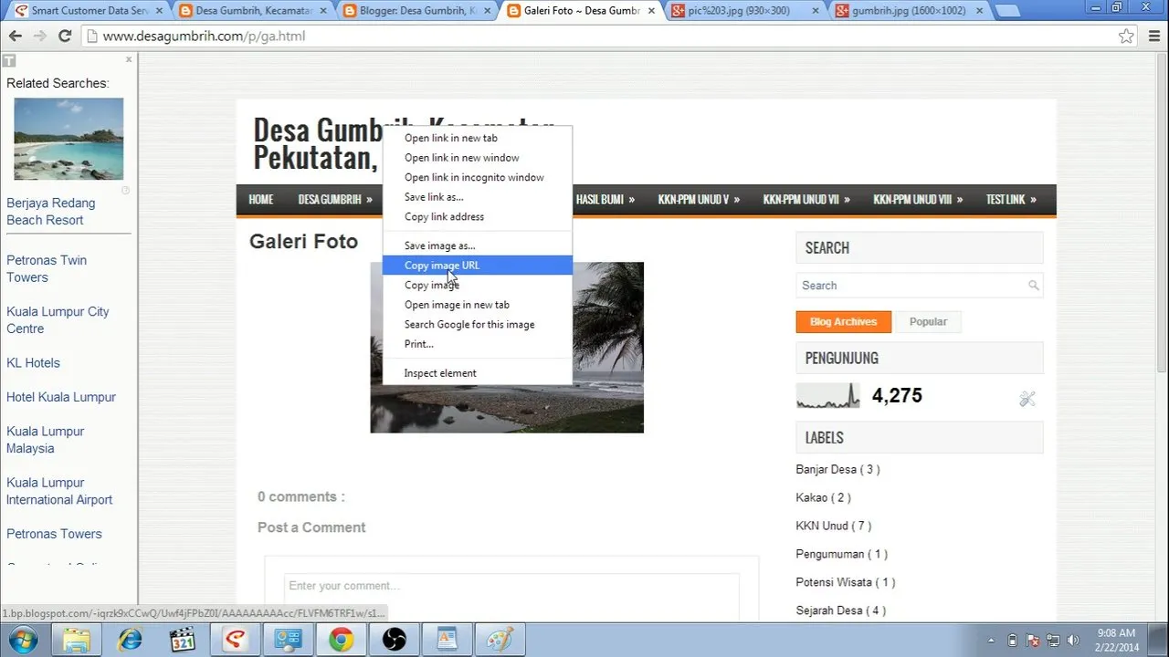 Copying photo's hyperlink