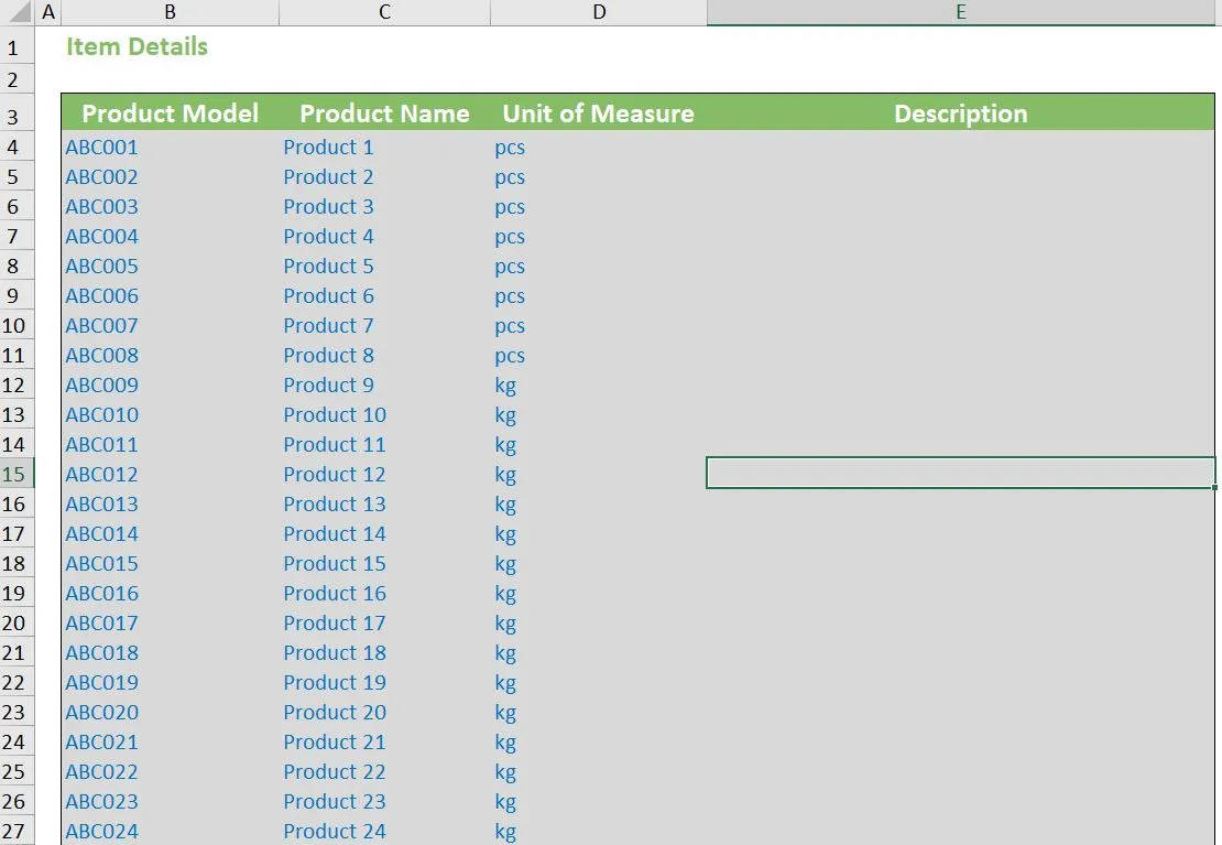 Excel Template for Retail Inventory Management