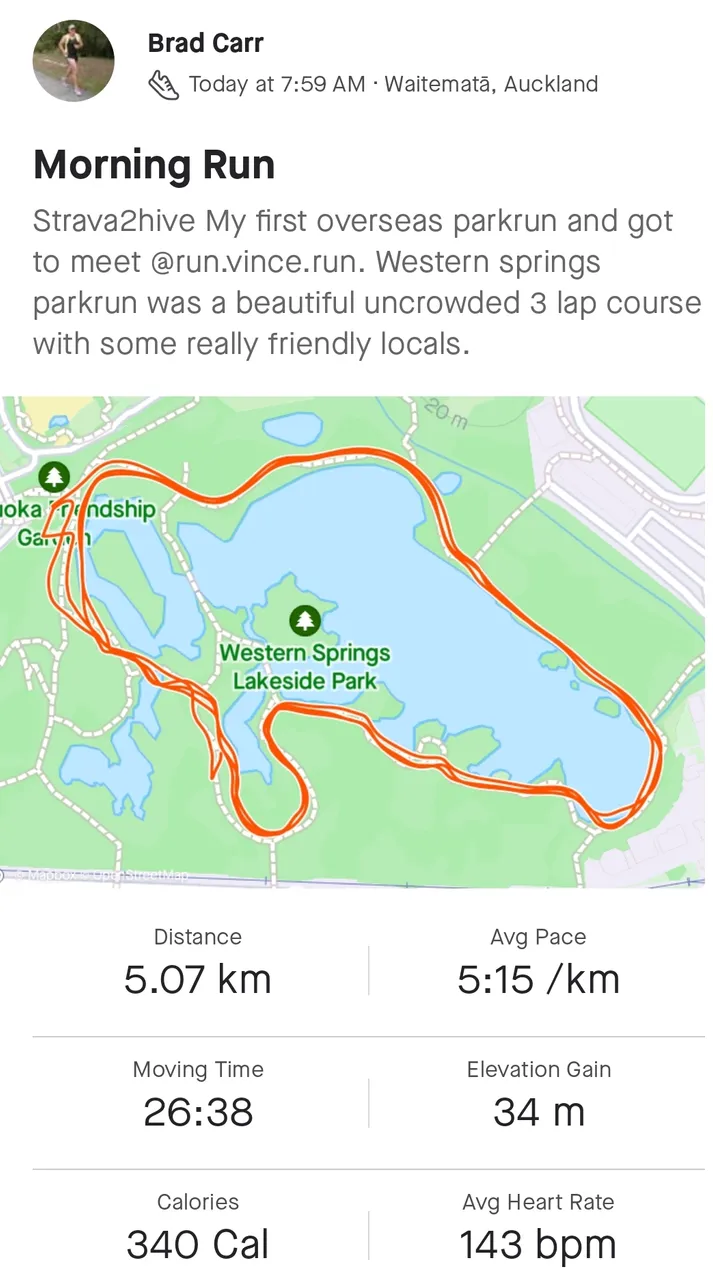 Not my fastest run but a nice two lap run around a beautiful lake.