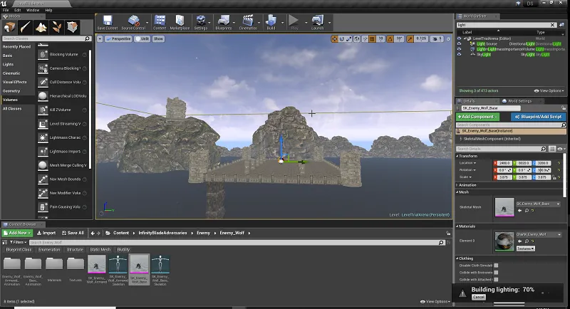 Unreal Engine 4 level design Arena map looking working on the top arena.png