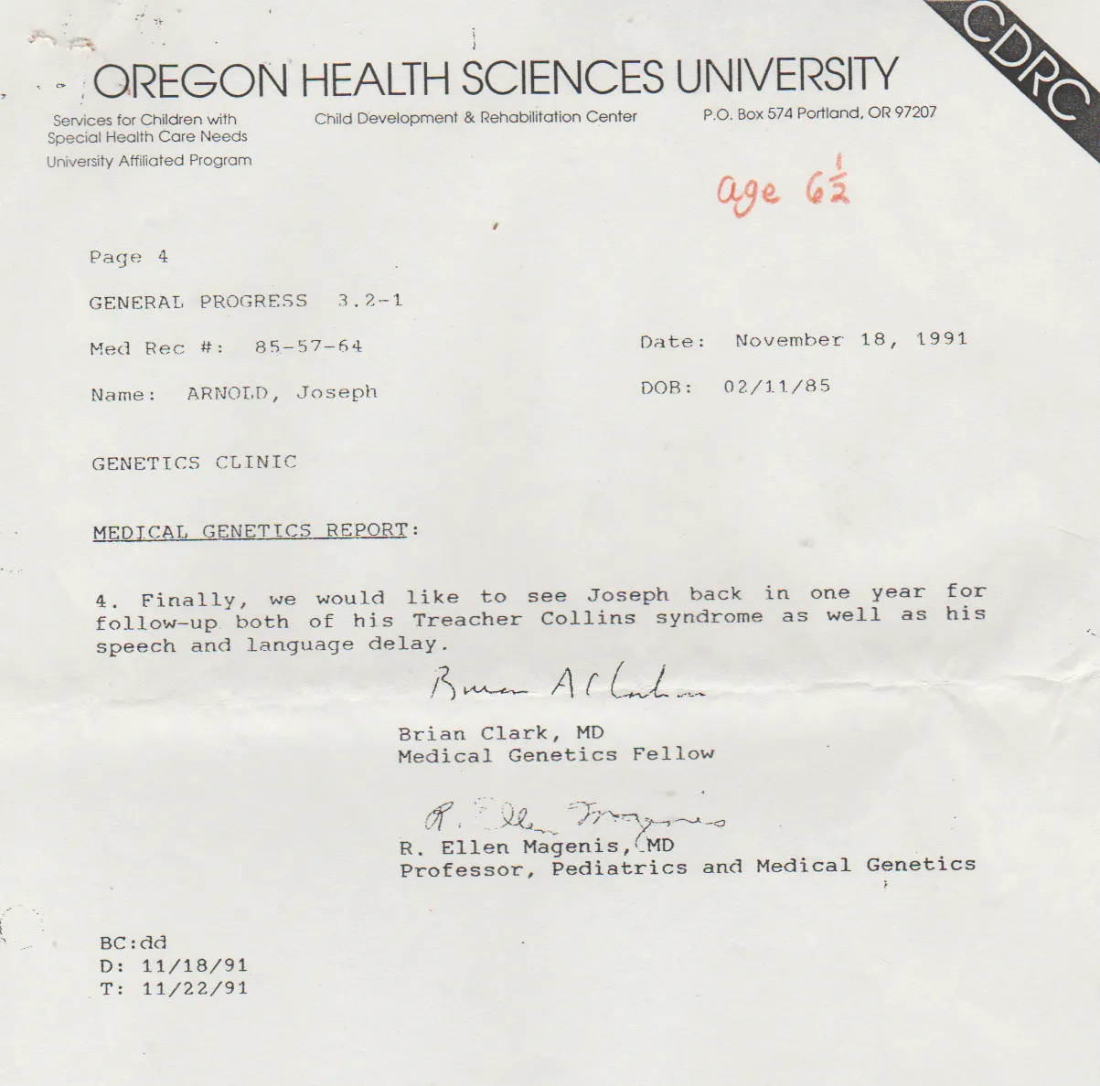 1991-11-18 - Monday - Evaluation of Joey Arnold by some MDs - Oregon Health Sciences University, Portland, OR - 4pages-4.png