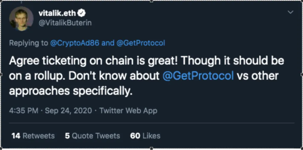 Vitalik Buterin tweet over GET Protocol