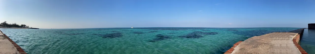 Beautiful blue waters from moat wall