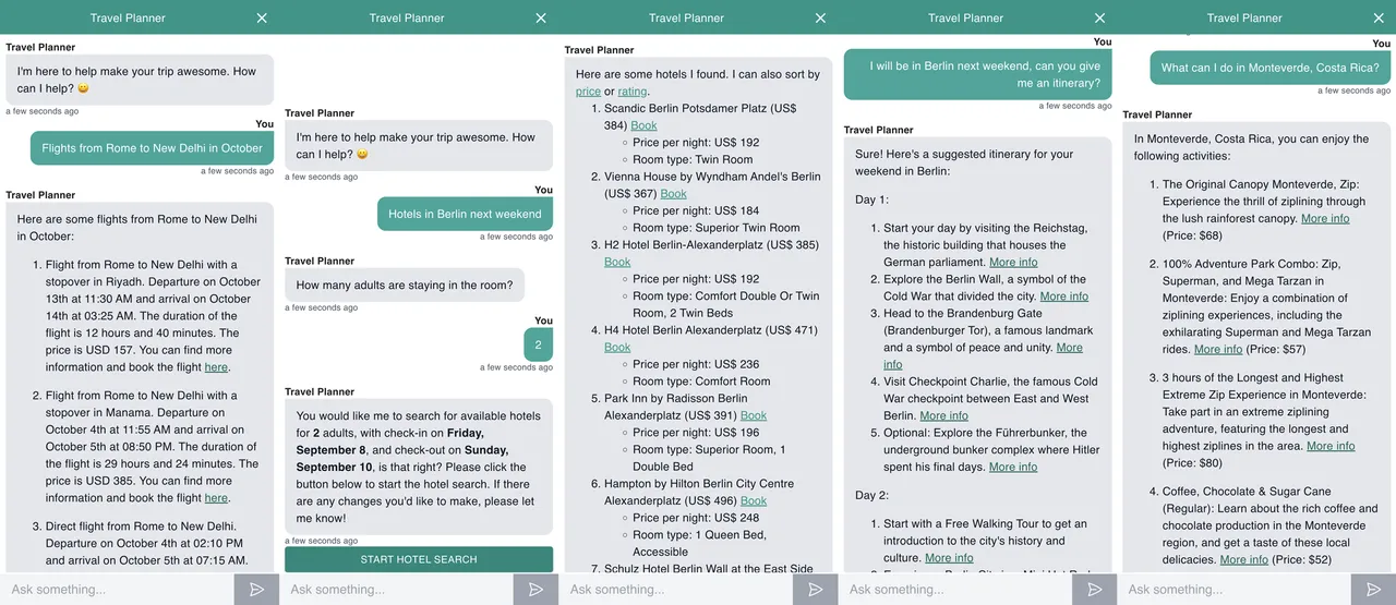 Our chatbot can access live data for flights, hotels, activities and sights
