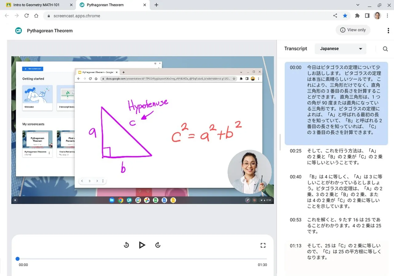 Google-Screencast-web-player-transcription