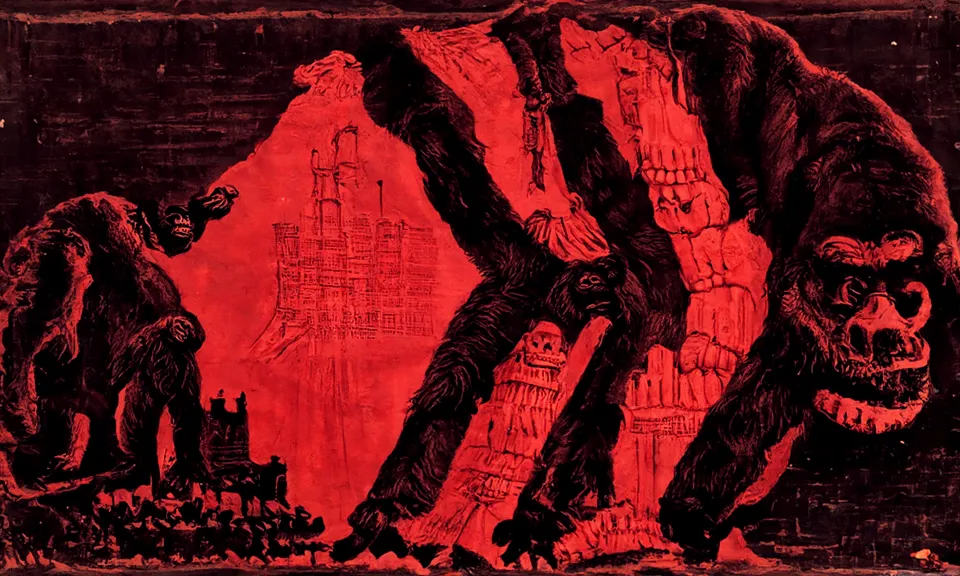 a mid-nineteenth century engraving of King Kong made of bones by Sam Black trending on Flickr