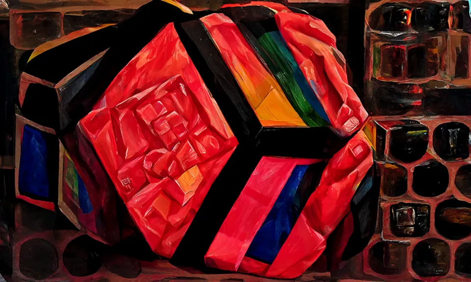 an acrylic painting of a Rubik's cube by Anne Rigney trending on Flickr