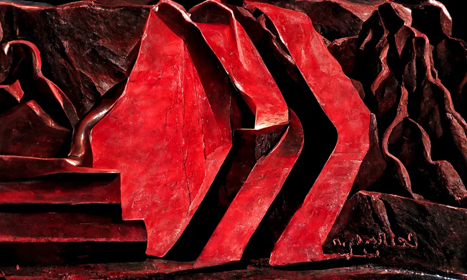 an art deco sculpture of a mountain path by Marcelle Bergerol