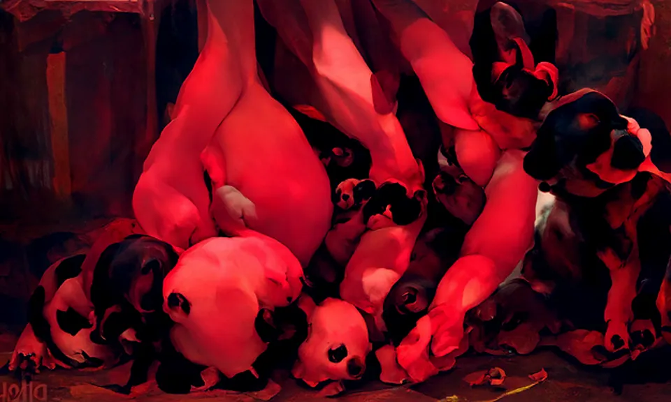 puppies by Pan Tianshou