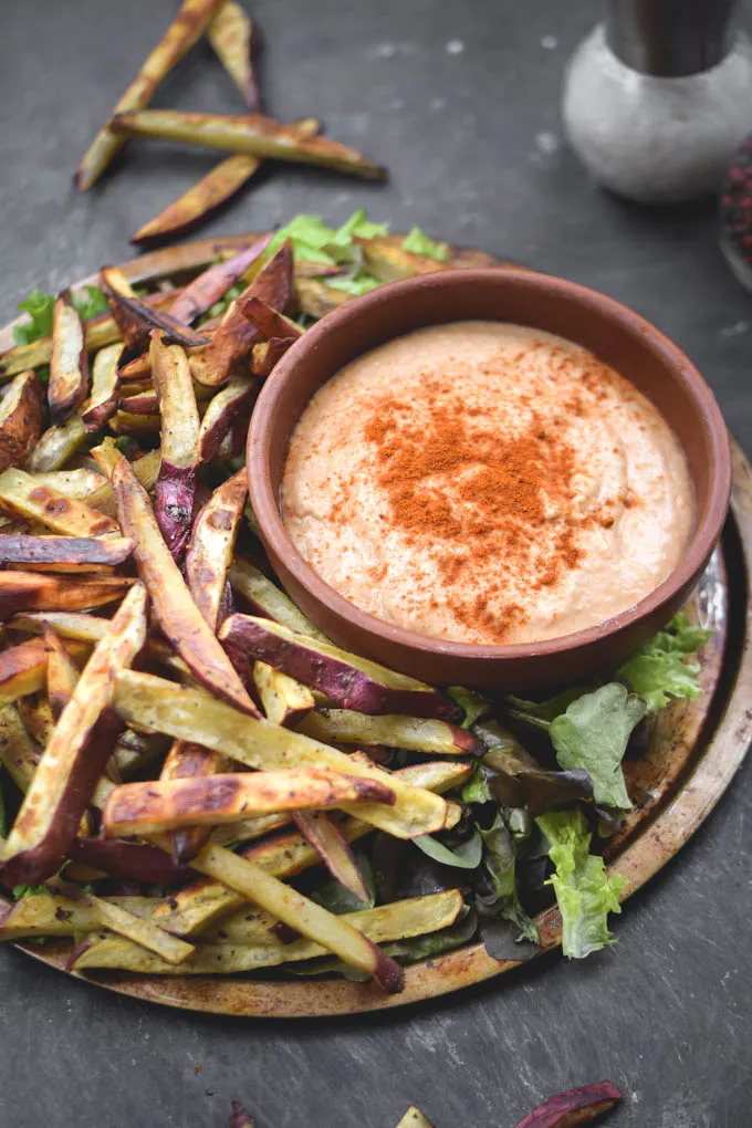 Baked Yam Fries with Sriracha Hummus (Vegan + GF) (5).jpg