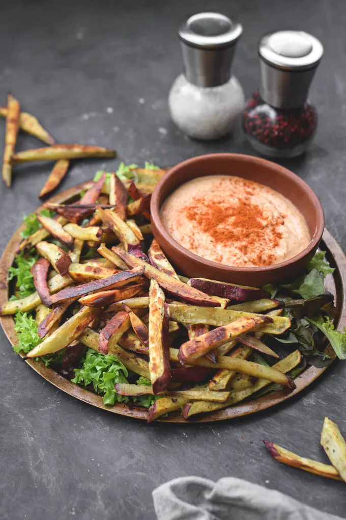 Baked Yam Fries with Sriracha Hummus (Vegan + GF) (2).jpg