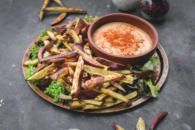 Baked Yam Fries with Sriracha Hummus (Vegan + GF) (6).jpg