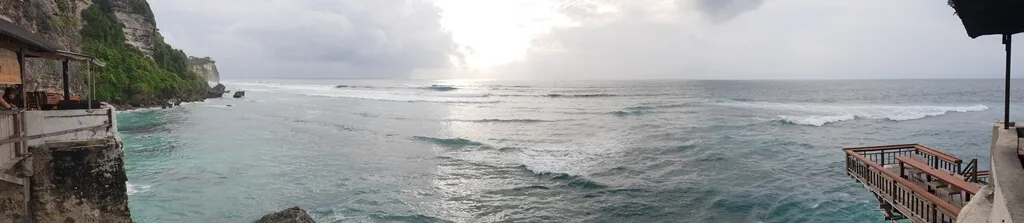 Panoramic view from the warung at Suluban beach