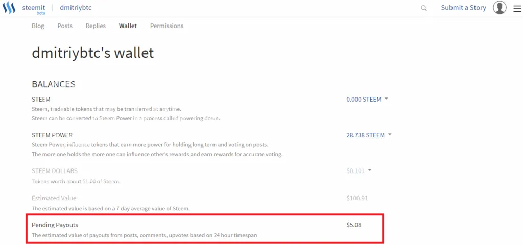 pending payouts