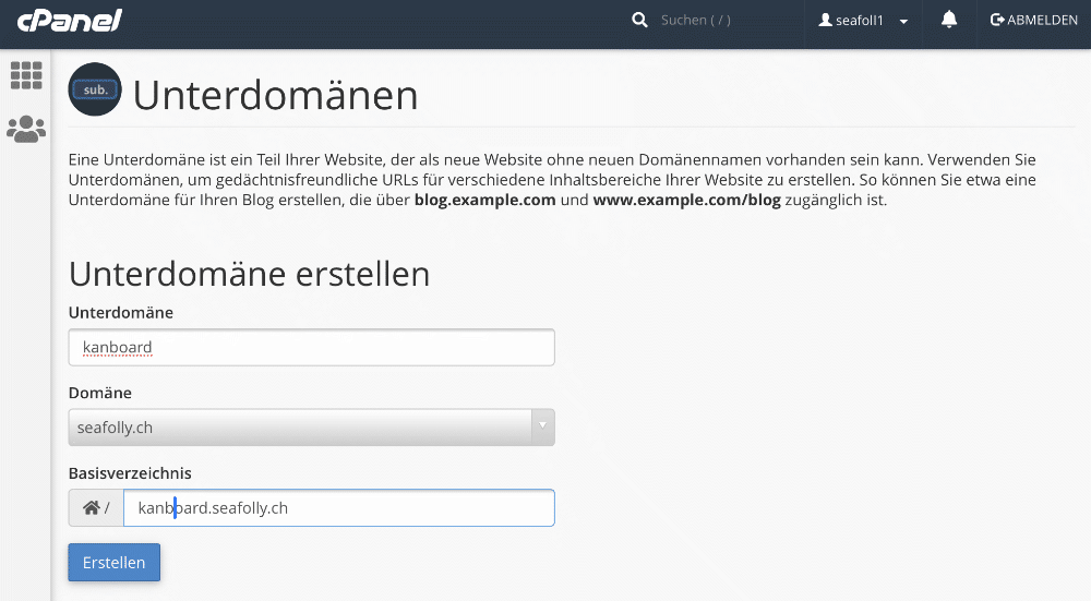 Subdomain erstellen