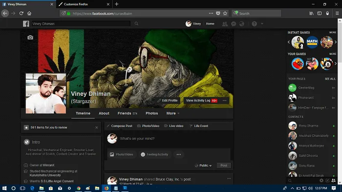 how to enable facebook dark theme
