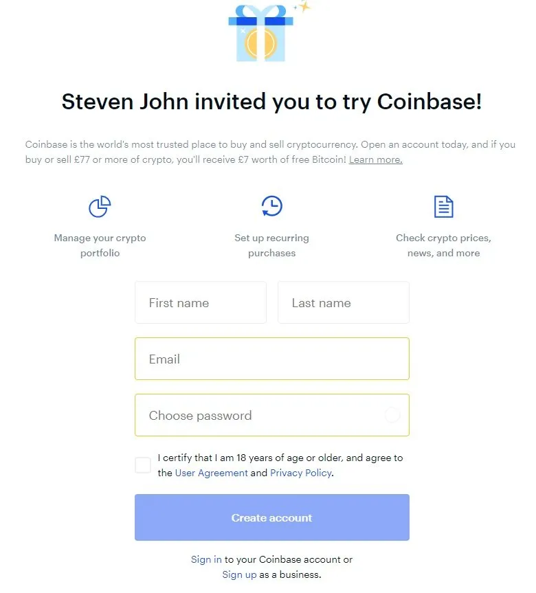 Coinbase Sign-Up