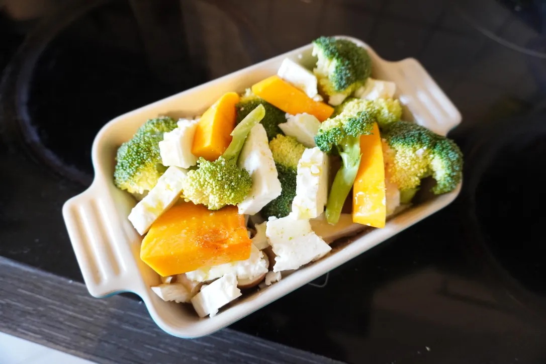 Broccoli, pumpkin and feta