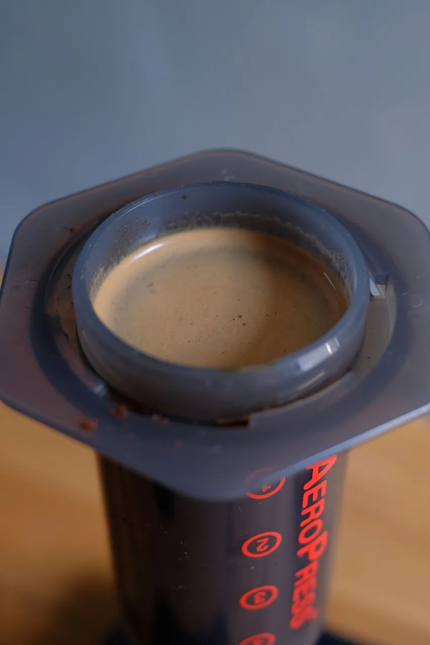 pour 200ml of water to aeropress