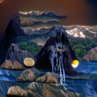 dark moon rising over mountains in the background .png