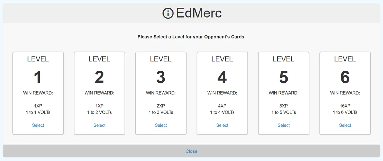 EdMerc Card Deck Level Selection