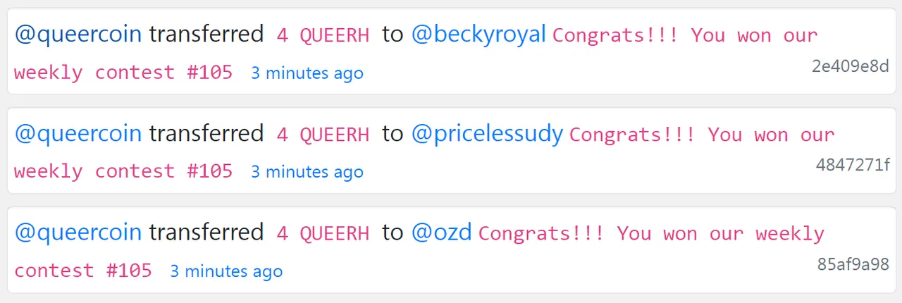 QUEER rewards QC Contest 105