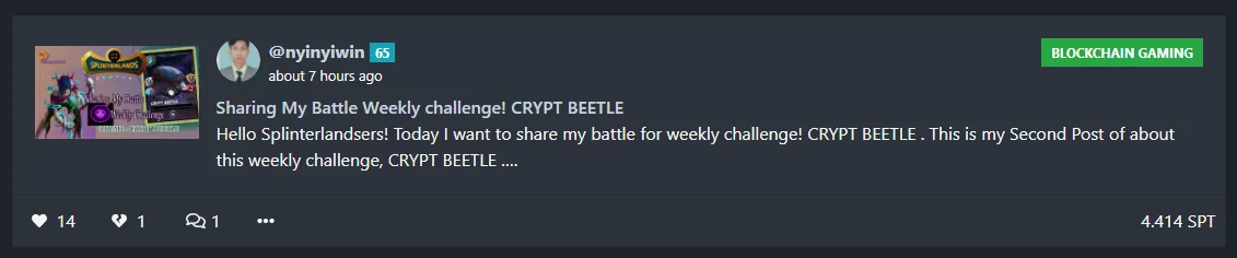 @nyinyiwin Sharing My Battle Weekly challenge! CRYPT BEETLE