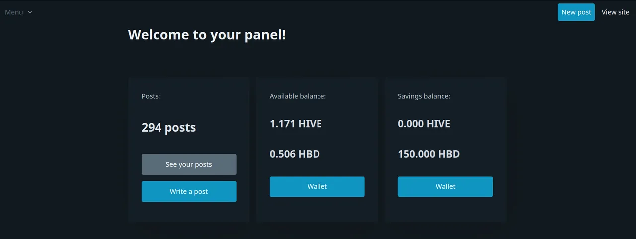 Sample of new Administration dashboard