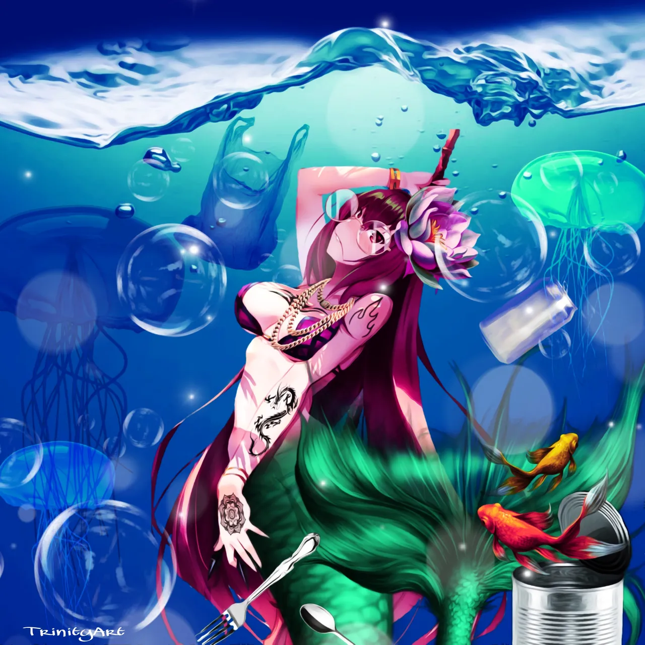 TrinityArt Ariel mermaid garbage world.jpg