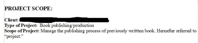 project scope of work