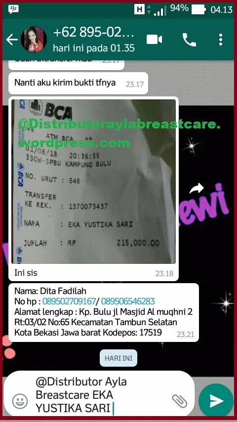 BUKTI TRANSFER AYLA BREAST CARE