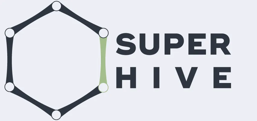 SuperHive logo with a light background