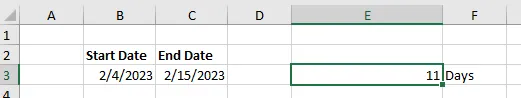DateDif Days result