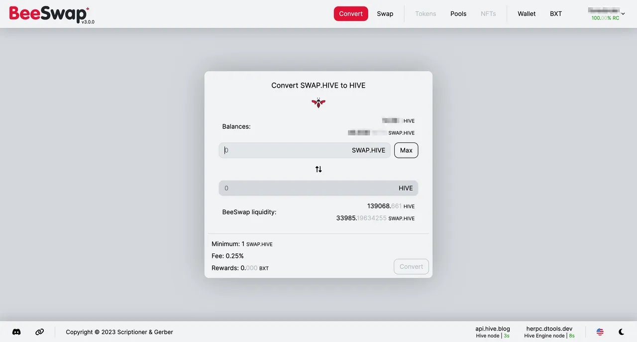 The BeeSwap V3 swap interface.