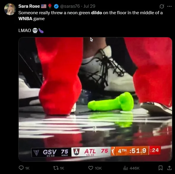 Green Sex Toy on WNBA Court