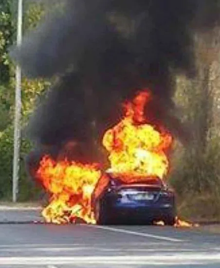 Tesla on fire