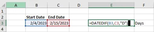 DateDif Days formula