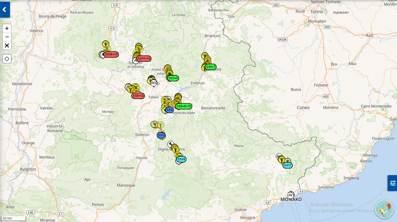 2024 Monte Carlo Rally Stages. 17 in total.