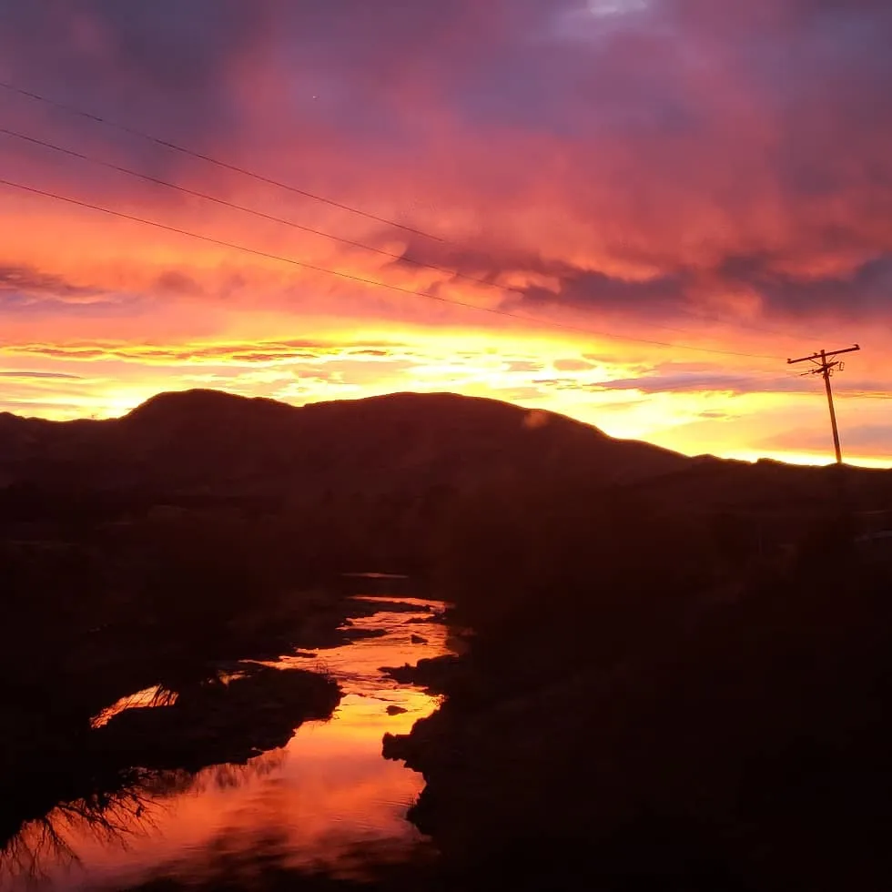 The "Lava River" reflects the colour of the magical sunrise