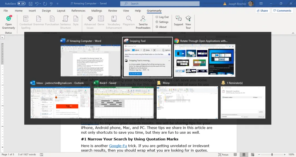 Alt Tab through Applications