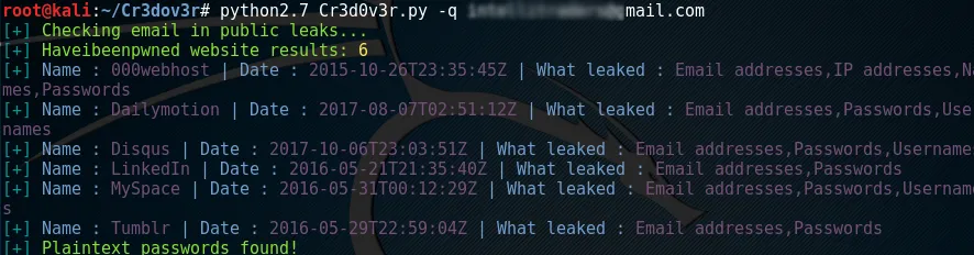 Cr3dOv3r scan results