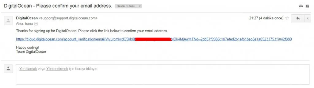 digital ocean e posta doğrulama